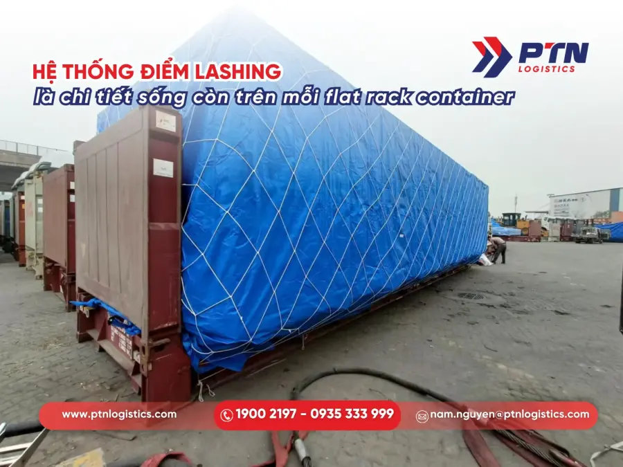 Hệ thống điểm chằng buộc trên flat rack container