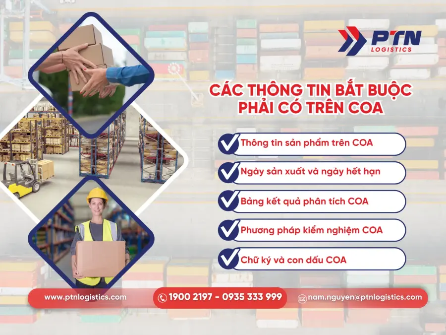 Những thông tin bắt buộc phải có trên COA