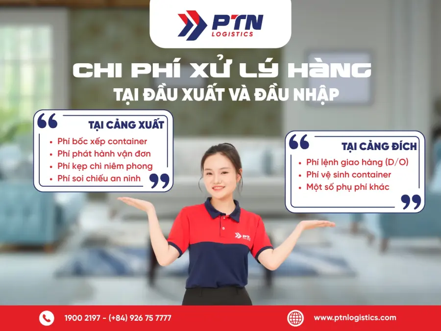 Chi phí xử lý hàng nội thất tại đầu xuất và đầu nhập